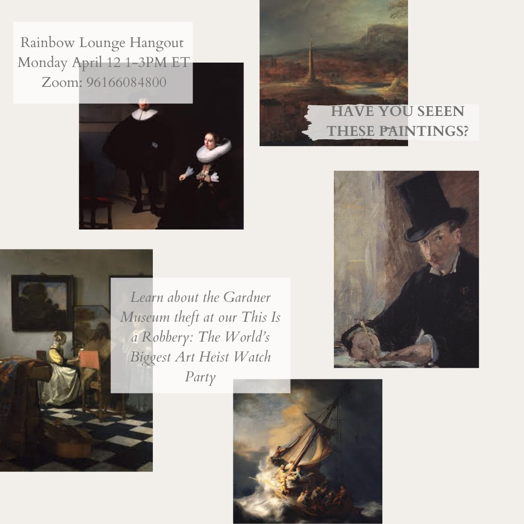 Learn about the Gardner Museum theft at our This Is a Robbery: The World’s Biggest Art Heist Watch Party! 
Time: Monday, April 12 1-3PM EST
Zoom: mit.zoom.us/j/96166084800