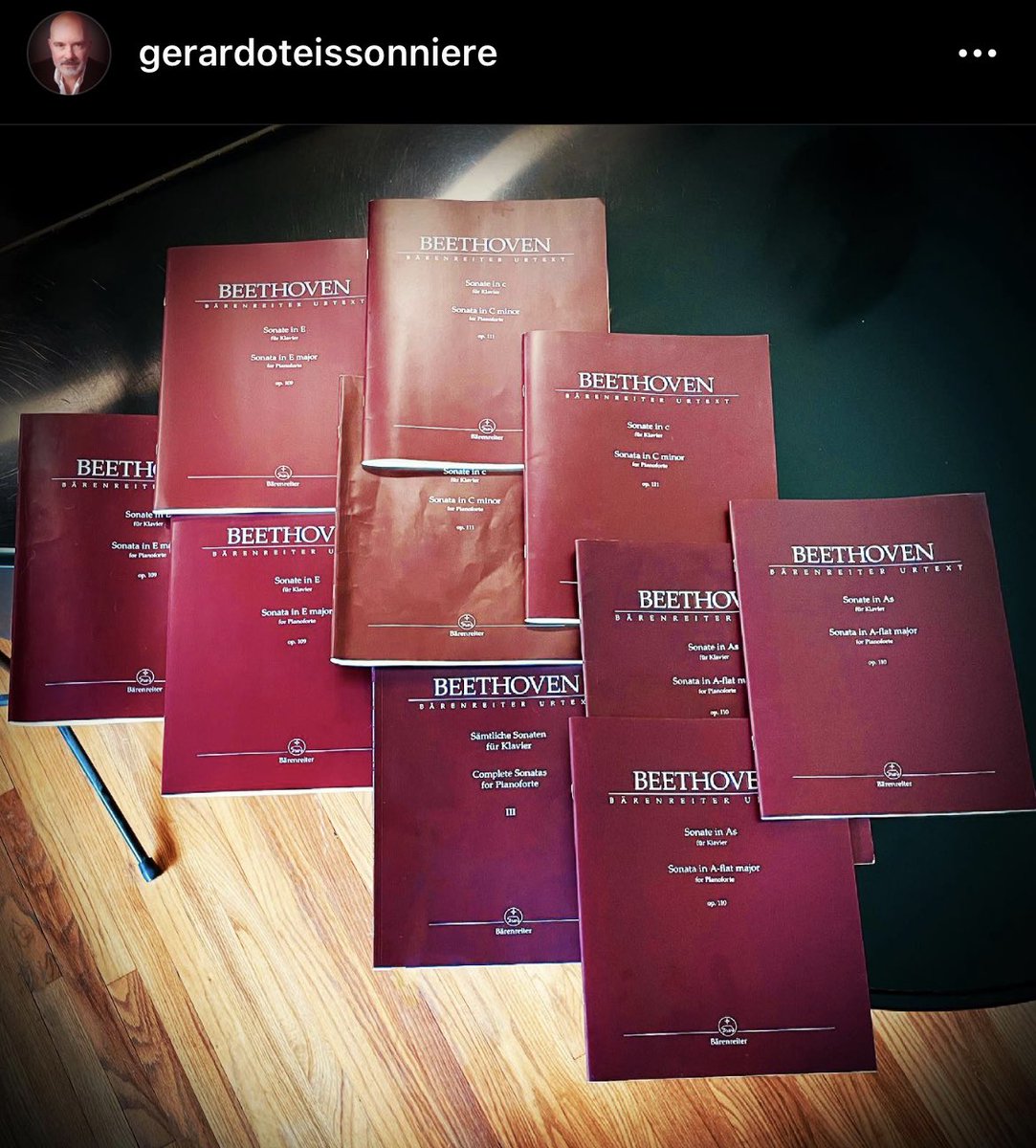 GTeissonniere's tweet photo. Three of each and one of all. #Beethoven #sonatas #opus109 #opus110 #opus111 #piano #forbeethovenusebärenreiter #pianistlife @Baerenreiter @SteinwayAndSons https://t.co/9C8xNKBnZT