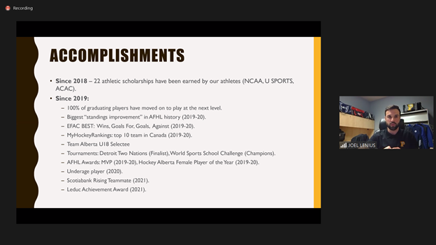 playhockeyedm's tweet photo. Big shout out to our own Joel Lenius for the outstanding presentation on @EdmFemaleAC last night. Great insights into a dynamite program that the players keep driving to new heights. We will alert everyone when we post this Next Level talk. #PandaPride https://t.co/ekaIIJHNmK