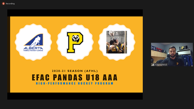 playhockeyedm's tweet photo. Big shout out to our own Joel Lenius for the outstanding presentation on @EdmFemaleAC last night. Great insights into a dynamite program that the players keep driving to new heights. We will alert everyone when we post this Next Level talk. #PandaPride https://t.co/ekaIIJHNmK