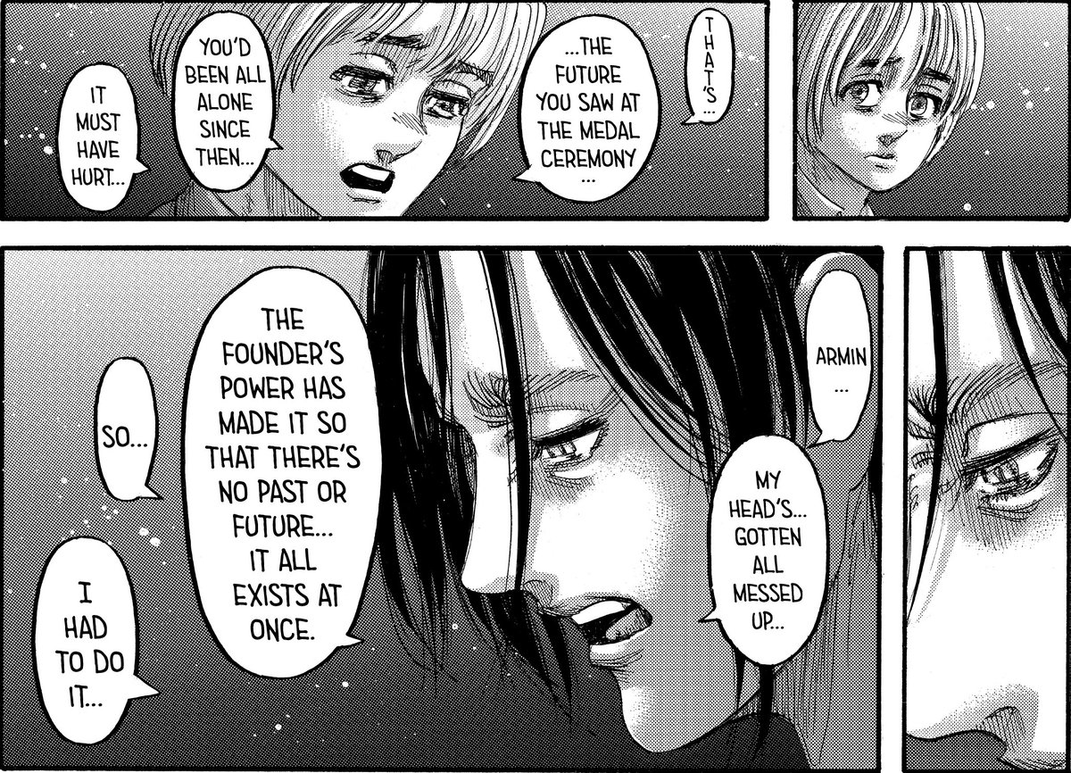 Everything was set in stone from the start. Which is the reason why Eren killed his mother. Because something like this was necessarry in order to trigger certain events in Eren’s path and push his character to this point