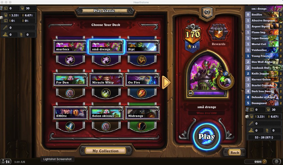 Hey Guys its my birthday <3
Got classic legend playing a lot of decks. Played most of diamond games with this zoo deck, except <a href="/sipiwi94/">Sipiwi94</a> had me play murloc zoo for last boss. enjoy :)
AAEDAfqUAwKBoQSCoQQO+5UE65YE7ZYErqEEsqEEuaEEvaEEw6EE06EE7qEEnaIEo6IE1KIEw6MEAA==