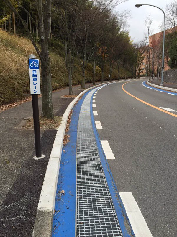 自転車レーンなのにグレーチングされてこれじゃ走れないだろｗｗｗ