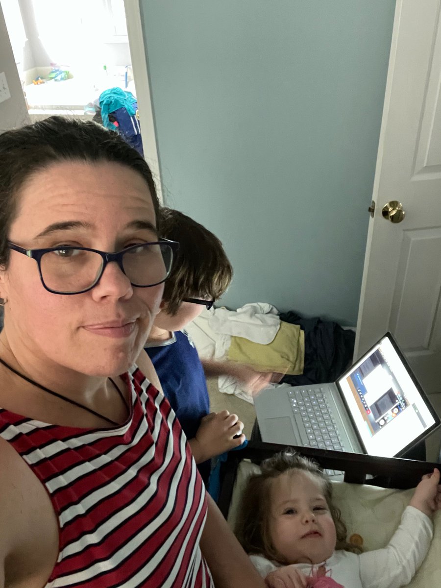 JillAdelson's tweet image. It’s Saturday. I’m attending an #AERA21 conference session, changing a diaper, texting a colleague, and trying to keep my oldest child from turning on my camera. Virtual conference are NOT the same as in-person conferences. #WorkLifeCollision