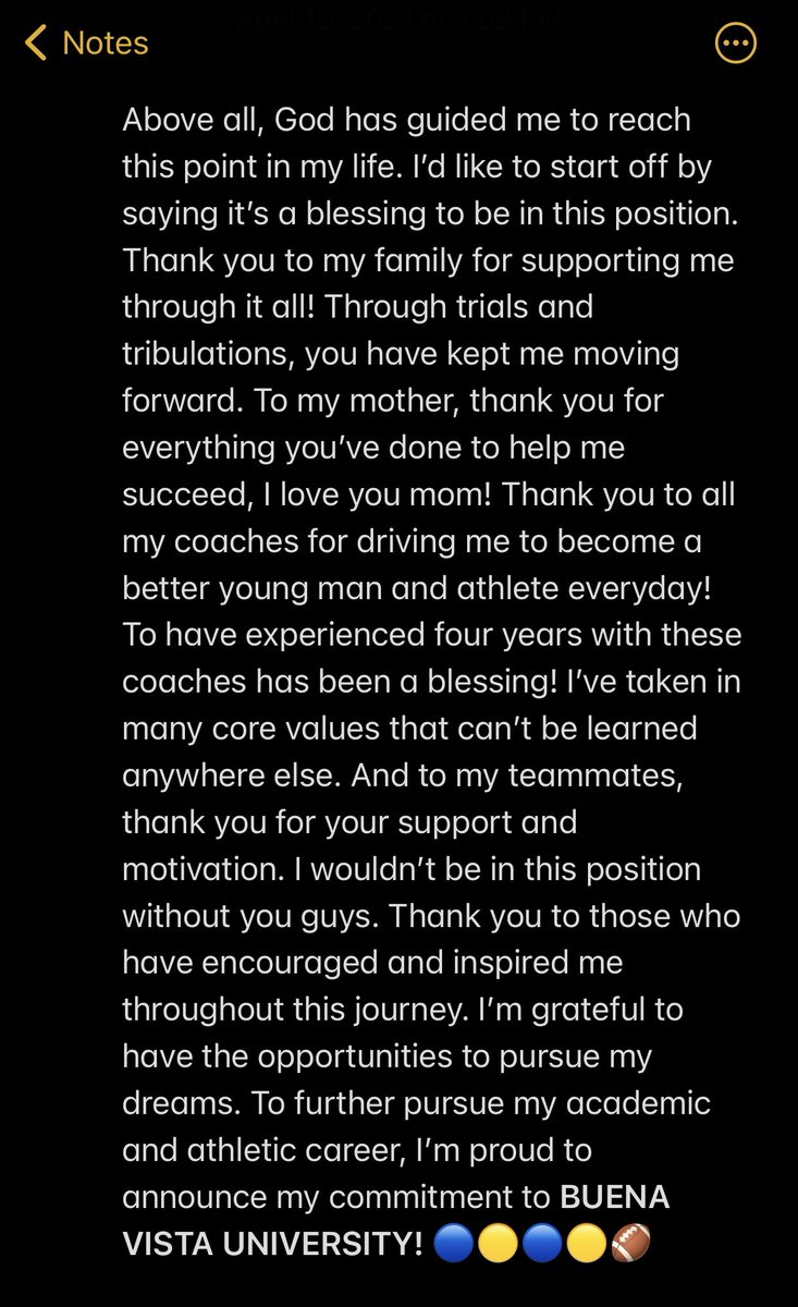 COMMITTED! Thank you @BVUCoachDelk <a href="/CoachPerrone/">Coach Perrone (My Recruits)</a> <a href="/BVUFootball/">Beaver Football</a>  @ParkerBroncsFB  Blessed to say the journey begins! 🏈🔵🟡 #DefendTheLake #bvufootball <a href="/BuenaVistaUniv/">Buena Vista University</a>