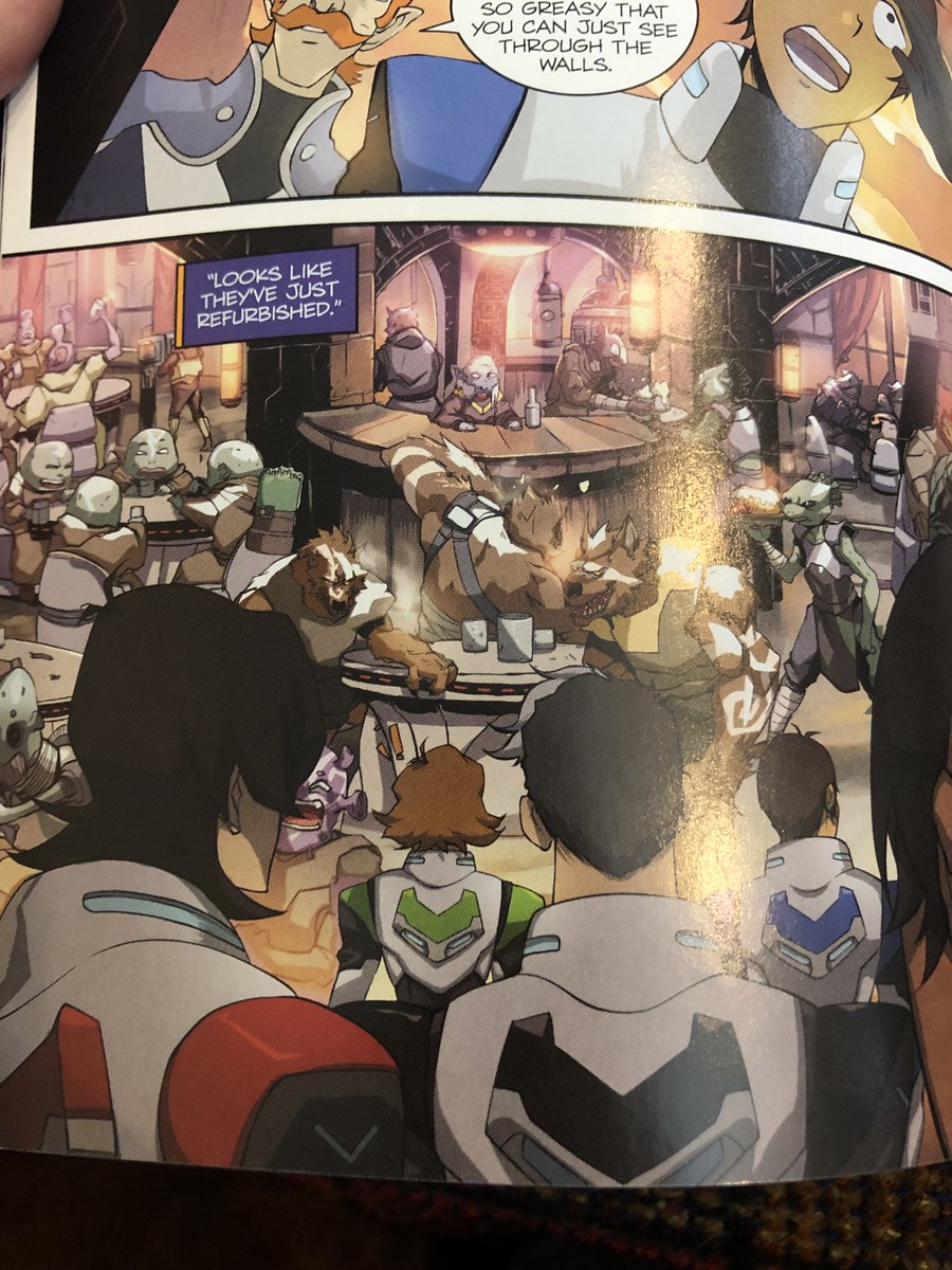 On the one hand, you see a lot of layouts where the characters mimic their positions once Voltron is formed, like the title spread in Vol. 1 of the comics. But inside, with panels showing the group they tend to put Shiro & Keith side by side, often apart from the others.