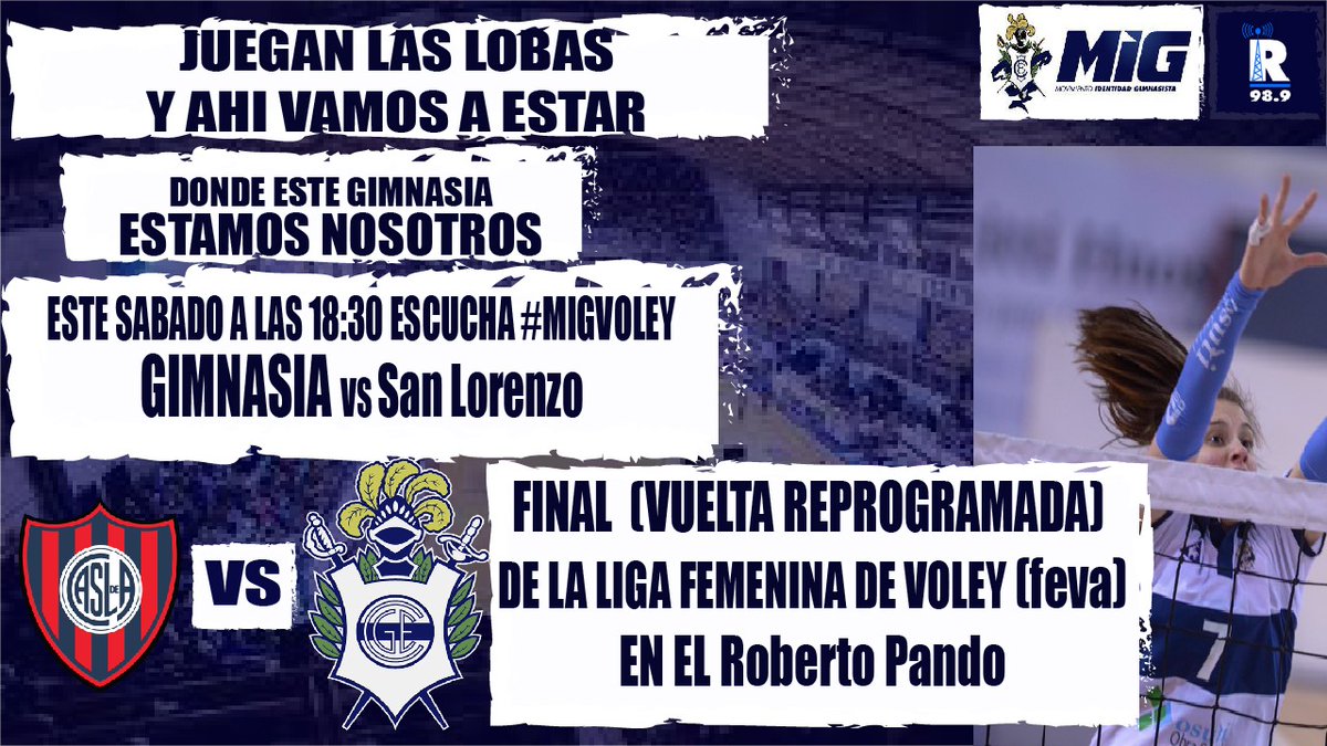 M_IG's tweet photo. ESTAS ESCUCHANDO #MIGVOLEY LA UNICA TRANSMISION GIMNASISTA QUE EXISTE CON LAS LOBAS CON LAS LOBAS ENFRENTANDO #SanLorenzo EN EL #2 DE LA #FINAL DE LA #LigaArgentina2021 EN EL #RobertoPando #Boedo @M_IG @Revolucion989 @Luis35852750 https://t.co/WyqO4ISOYr