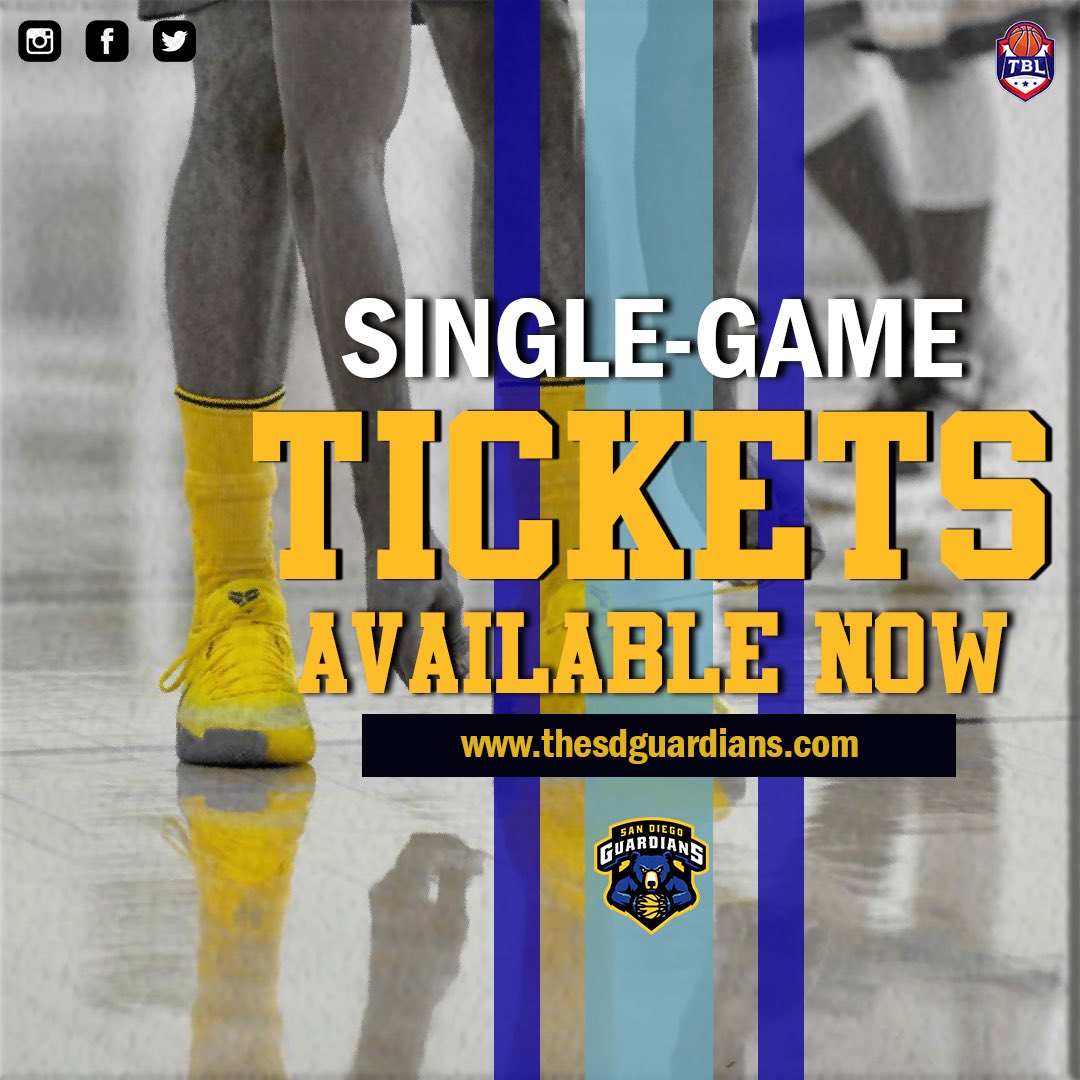 Excited to announce we are allowed fans this season. Starting now, single game tickets are available at TheSDGuardians.com. 

#GetYoursToday #TheSDGuardians #DefendtiltheEnd  #ACityWorthyofOurAffection #ABearClawTale #TBL #TheBasketballLeague #MoreThanBasketball