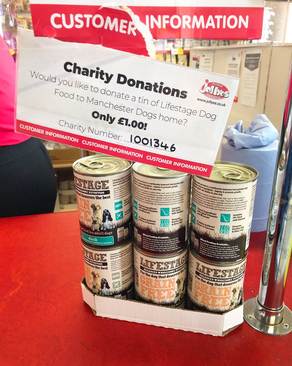 LadyChessington's tweet photo. Popped into @Jollyestweets and they’re still running their charity campaign for @McrDogsHome - Buy a dog a can of food for £1. So that’s what I did. Well done Jollyes 🙌🏻👍🏻🐕 

#Jollyes #Pets #CharityCampaign #DogFood #Dogs #RescueDogs #ManchesterDogsHome https://t.co/p1CuUl3E17