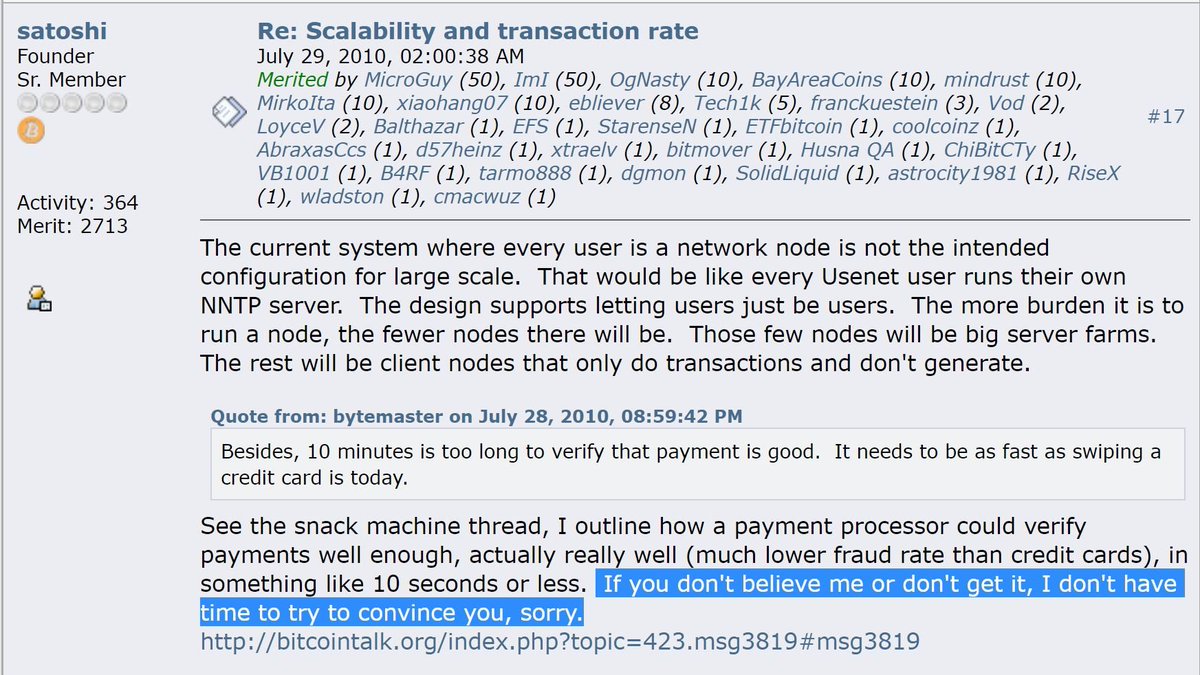 4/ Satoshi Nakamoto, "If you don't believe me or don't get it, I don't have time to try to convince you, sorry"