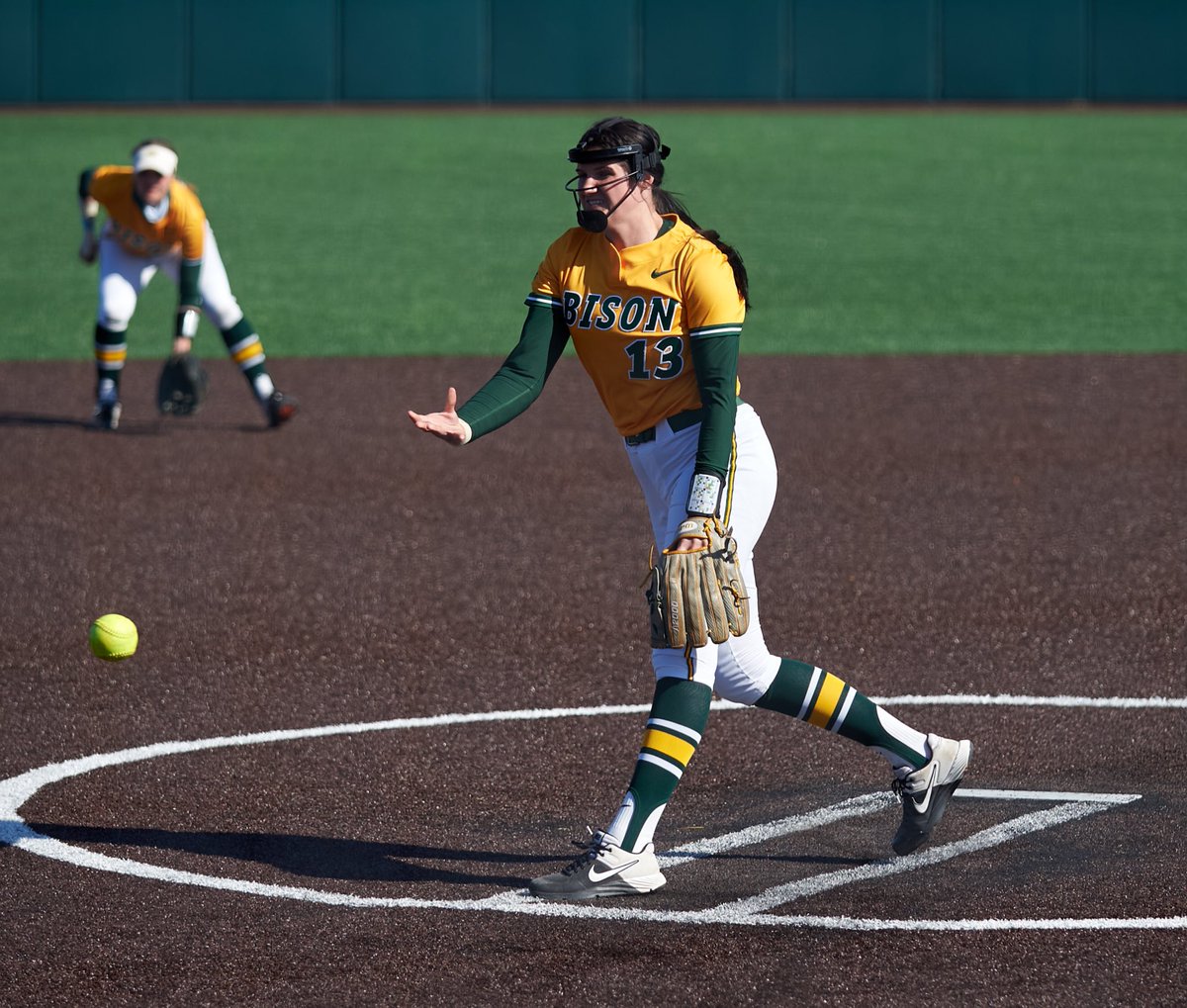 NDSUsoftball's tweet photo. Take a bow, Lainey Lyle!

A 🚫 no-hitter 🚫 to cap the doubleheader sweep. https://t.co/957p8L15ty