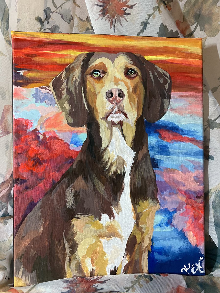 logananhorn's tweet image. AHHHH I LOVE THIS ONE 

Pup painted by me! 🎨 

Acrylic on canvas // @LoganCustomized
