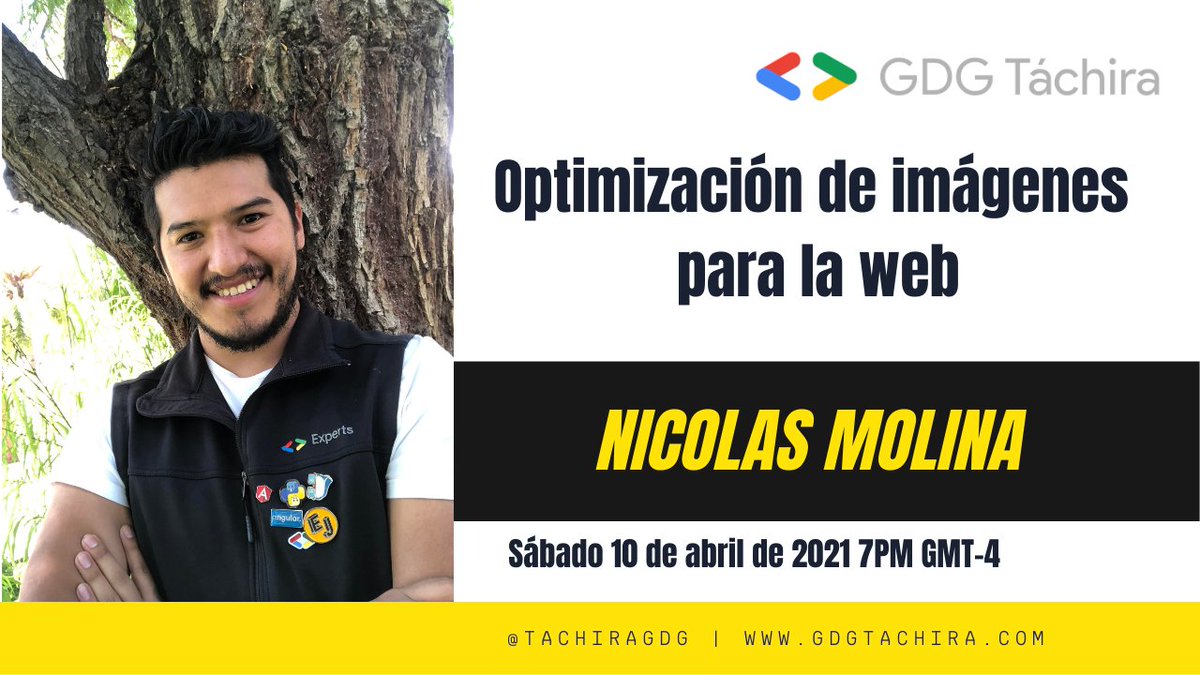 En una hora estaremos junto a 
<a href="/nicobytes/">Nicolas Molina</a>
 #GDE hablando de Optimización de imágenes para la web , no te lo pierdas!

Hora: 
Venezuela  7PM
Colombia 6PM
Honduras 5PM

 Video camera youtube.com/watch?v=ukJC4S…