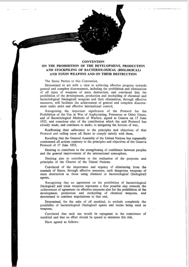  #OnThisDay in 1972 the  #BiologicalWeaponsConvention was opened for signature at ceremonies in London, Moscow and Washington DC  #OTD  #1972BWC