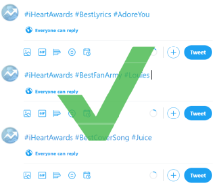 4┋Voting for Several Categories voting for multiple categories in one tweet voting for each category separately