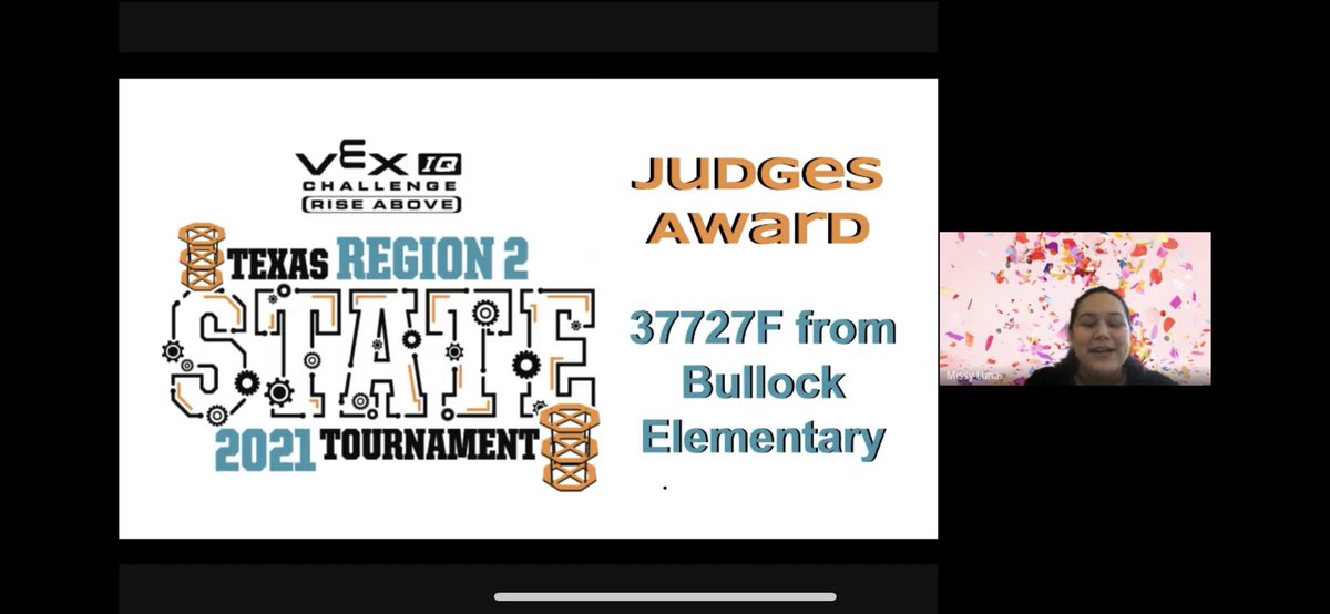 mcgough3rd's tweet photo. This is the face of dedication. This year she has been at every practice and competition. She was constantly striving to do better. Her hard work paid off today. She won the Judges Award at the Texas Region 2 State Tournament. So proud of Team F. @bullockbearbots @Bullock_Bears https://t.co/U8hY0Z8wgG