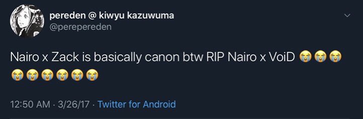 Figures 4 - 6 (March, April 2017): Pereden tweets that the Nairo x Zack "ship" is "canon," asks Zack, a 15-year-old boy, what his preferred partner between two adult options is. ESAM makes a tweet implying Nairo ships Nairo x Zack, i.e., wants to be with him romantically/sexually