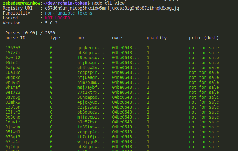 Doing NFT / name system tests on RChain node software, right now we're at 2350 NFTs / names. NFTs are created 50 by 50, this will run for the night, let's see what's the number tomorrow morning.