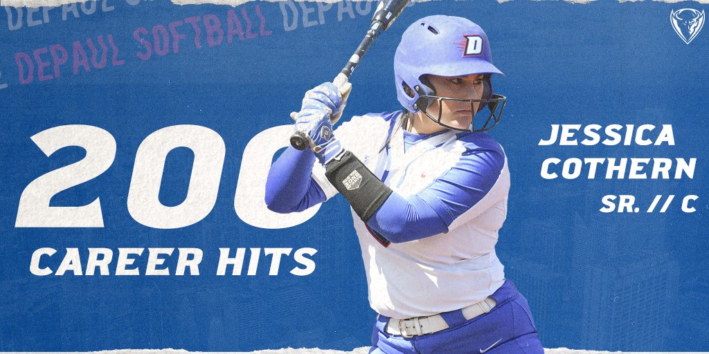 DePaulSB's tweet photo. 💯+ 💯 = 2️⃣0️⃣0️⃣

With her RBI single in the 7th inning this afternoon, Jess Cothern has recorded 200 hits in her DePaul career❗ 

#GRIT https://t.co/wgYRhVXOez