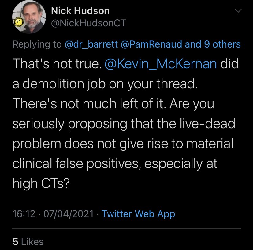 So  @NickHudsonCT seems to think  @Kevin_McKernan “DEMOLISHED” my recent thread on  @ClareCraigPath  ‘s pretty awful PANDA document  https://twitter.com/dr_barrett/status/1378878486027309057?s=21Let’s examine that proposition - I ask you to please share&retweet as this will be fun .. #COVID19  #Medtwitter  #scicoms