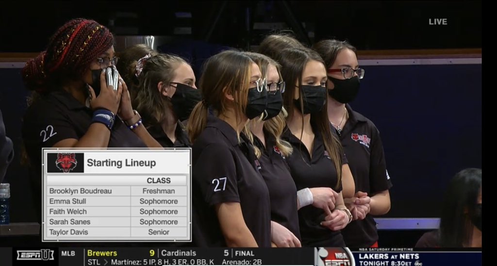 kdamp's tweet photo. It’s happening! Live on ESPNU, @AStateBowling is taking on @NebraskaBowling for the @NCAA championship. #TeamFindaWay!
 💍🎳🥇
❤️🐺🆙 https://t.co/vKgzf4iB3Q