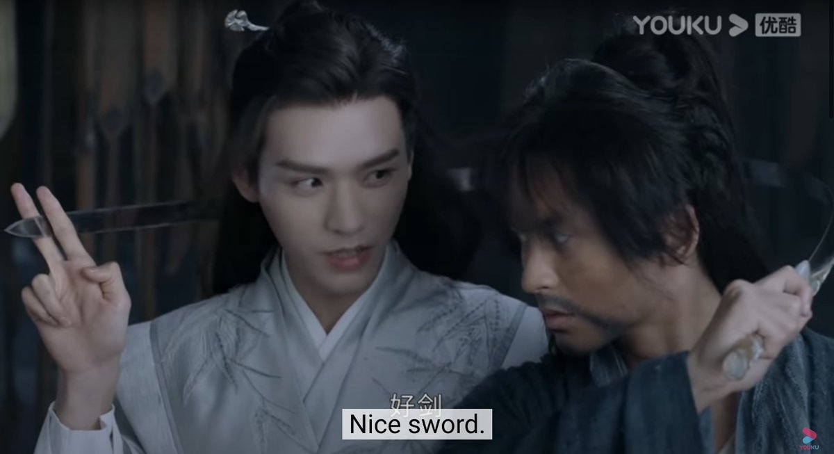 we GET THE PICTURE you're GAGGING FOR IT you don't have to make that face AND compliment his sword, one is more than sufficient to broadcast your intentions re: zzs's dick