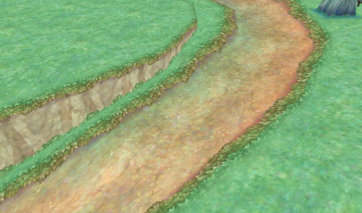 Keegan_Keene's tweet photo. I remember as a kid for some reason I would always stare at pathways in games like Skyward Sword and wonder how they did it. Now I know it is like a foliage trimsheet! They vertex blend opacity on edges to blend it! https://t.co/r9iG5bXi76