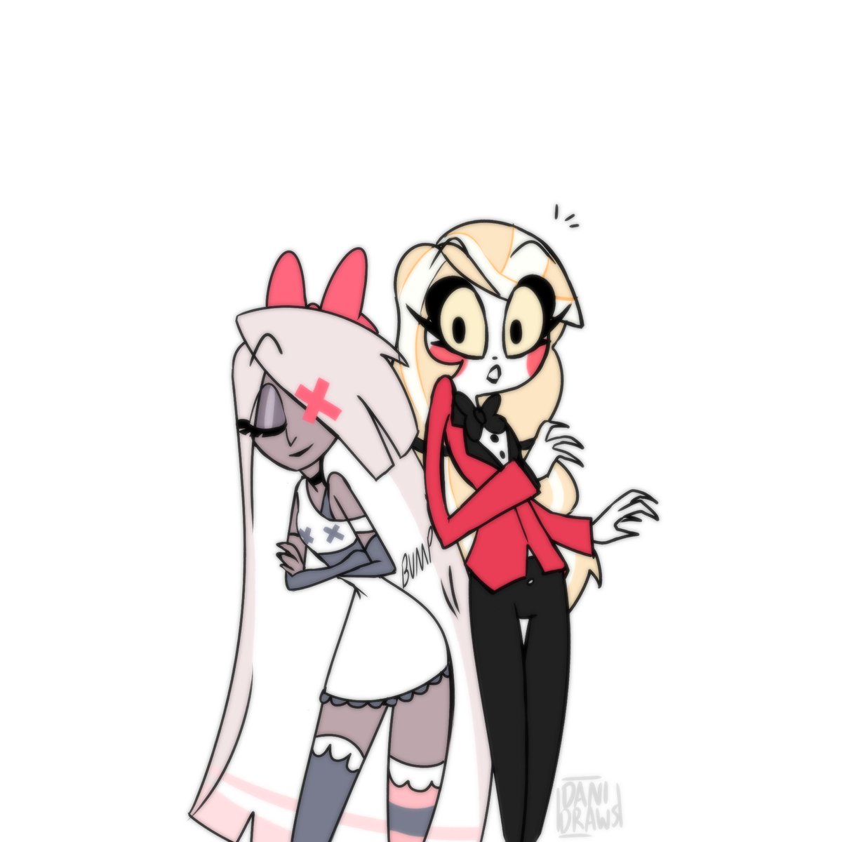 DaniDraws666's tweet photo. Whoops...#Chaggie #HazbinHotel https://t.co/vfnOY9Mm8C
