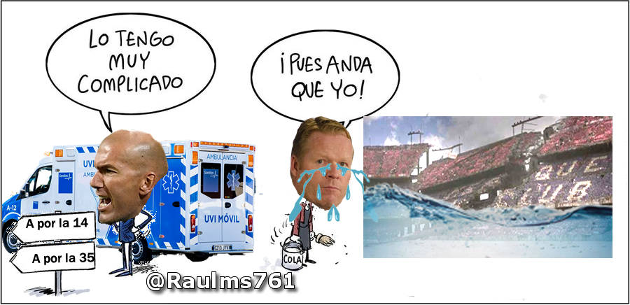 Raulms761's tweet photo. Así quedan Zidane y Koeman después del clásico.
#ElClásico | #HalaMadrid https://t.co/EUgmqcz7Ip
