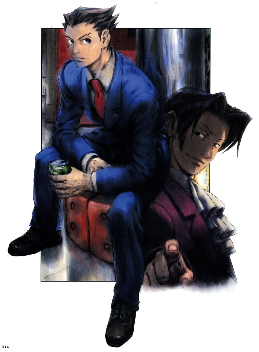 The work of Akira Yasuda, or Akimam, featuring Phoenix, Edgeworth, and Franziska. This dude works on a lot of Capcom art and his Street Fighter art is definitely worth checking out