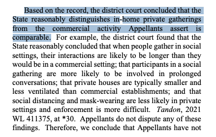 Not content to misrepresent the legal landscape before last night, the per curiam decision then proceeds to misrepresent the comparability analysis in the court below. Compare Ct's description of 9th Cir. comparability analysis with actual 9th Cir. analysis: