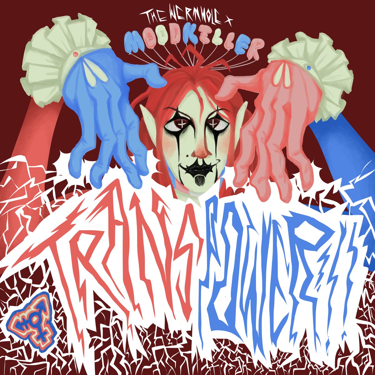 saintjudasi's tweet photo. got my pin from @thewermhole and was possessed by some unholy power to draw a cool clown/wizard/elf casting spells of trans your gender https://t.co/gMR59r5TZx