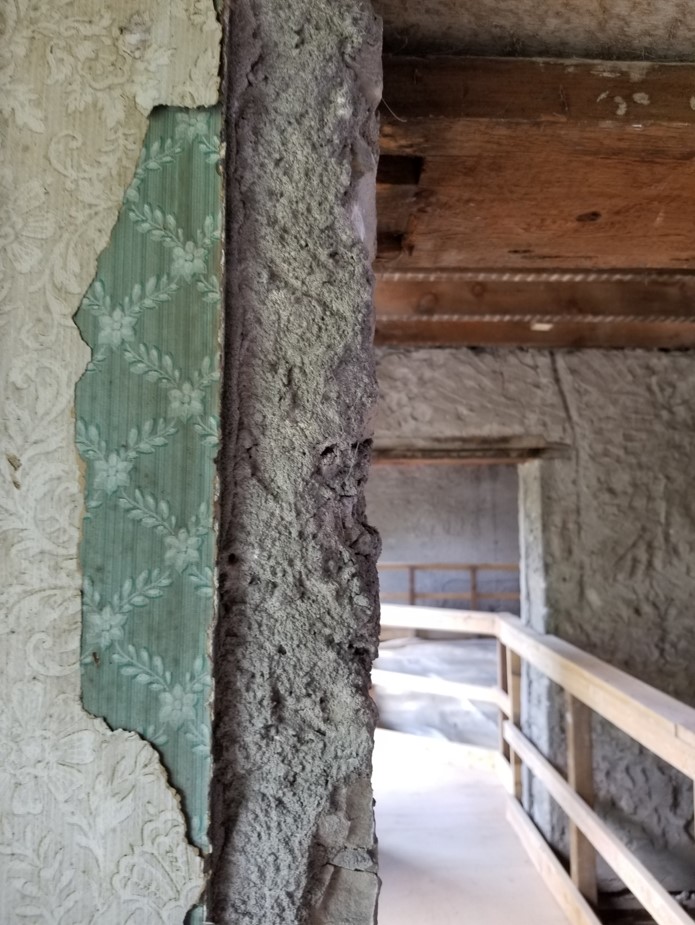 LarkinArch's tweet image. The original third and fourth floors of the Basilica of Our Lady Immaculate Rectory are left intact apart from the removal of the floor surfaces to create an attic space.  Along the walls, traces remain of the seminary’s squash courts and original finishes.