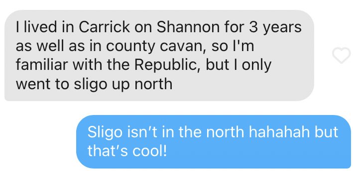 First guy hasn’t told me anything about NI so far except that Sligo has been added to the six counties so that was news to me!