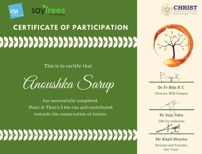 AnoushkaSarup's tweet photo. Had a lot of fun participating in @BgrCsa’s Plant-A-Thon this February! Looking forward to more global and virtual marathons that actively make a difference 💚 @GirlUpGMA @saytrees_ind https://t.co/HaneNXWxQ5
