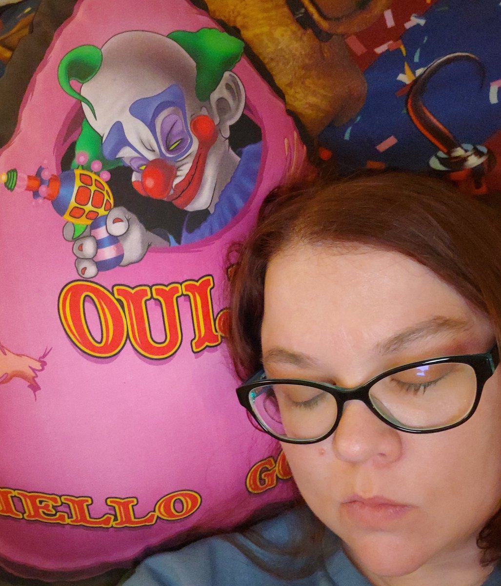 GradeEMeat's tweet photo. We recorder a DOUBLE FEATURE tonight - just to make sure we got all of Season 1 to you on time

Vampy is sleepy. Gonna lay down on her Killer Klown Ouija Pillow - for just a few moments.....

- insert snoring noises here - https://t.co/L38iKuaz5d