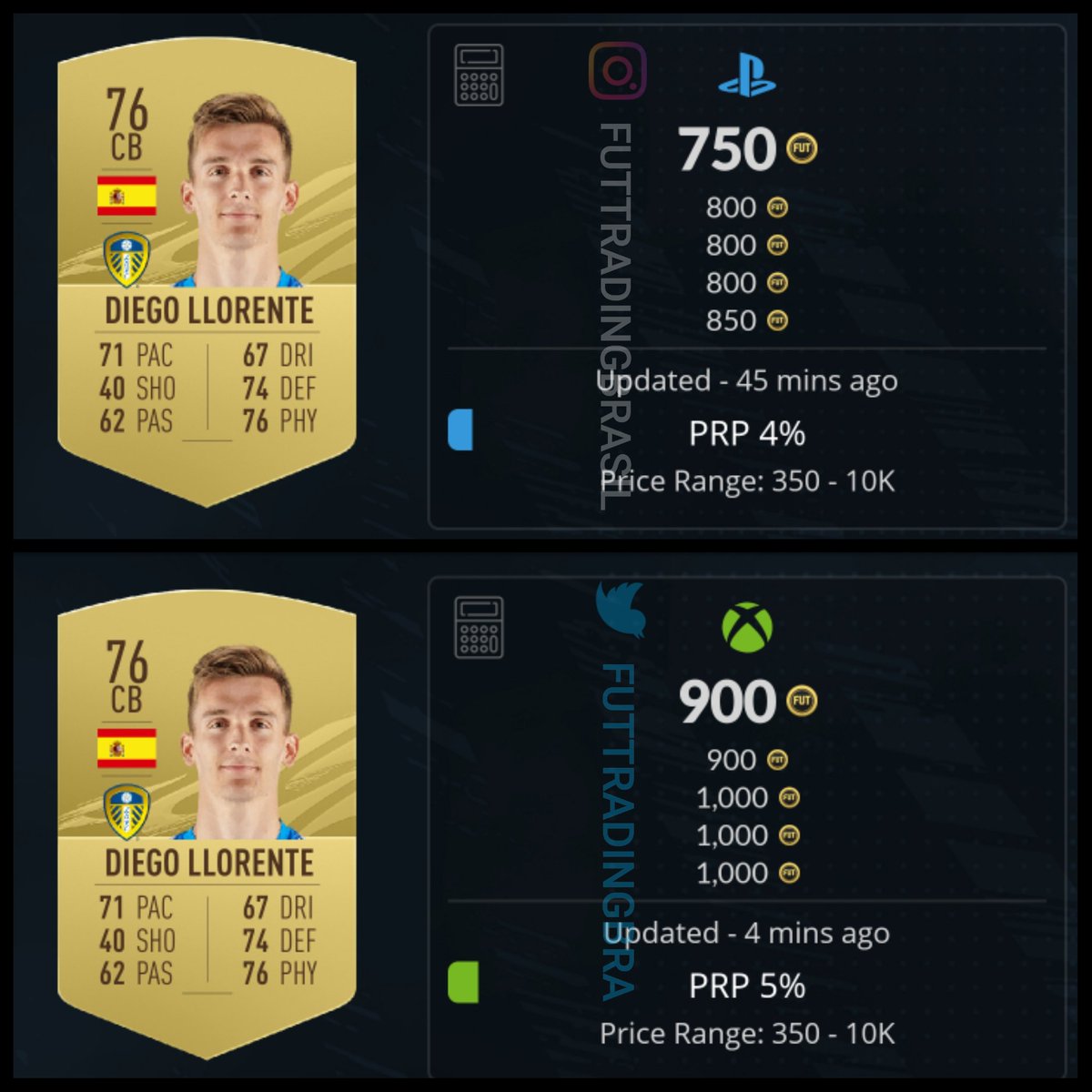 FutTradingBRA's tweet photo. DICA DE TRADE ✅💰
Llorente por até 700 no PlayStation ou 800 no xbox tem baixo risco. Corre antes que suba de preço 🚨 https://t.co/l0371cLGzV