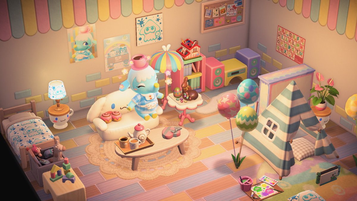 スプラ×サンリオコラボのマイデザ作りました！ご自由にお使いくださいー #あつ森 #ACNH #マイデザイン #マイデザイン配布 #ACNHDesign