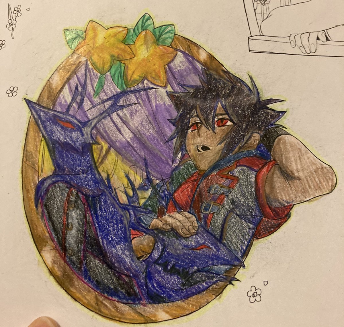 TheFauxsynder's tweet photo. Worked on this during the stream-Haven’t done color pencils in a while but still lots of fun! I miss coloring traditional sometimes~ #colortheblankslate Lineart belongs to @/rouwan https://t.co/wnghCV5vNx