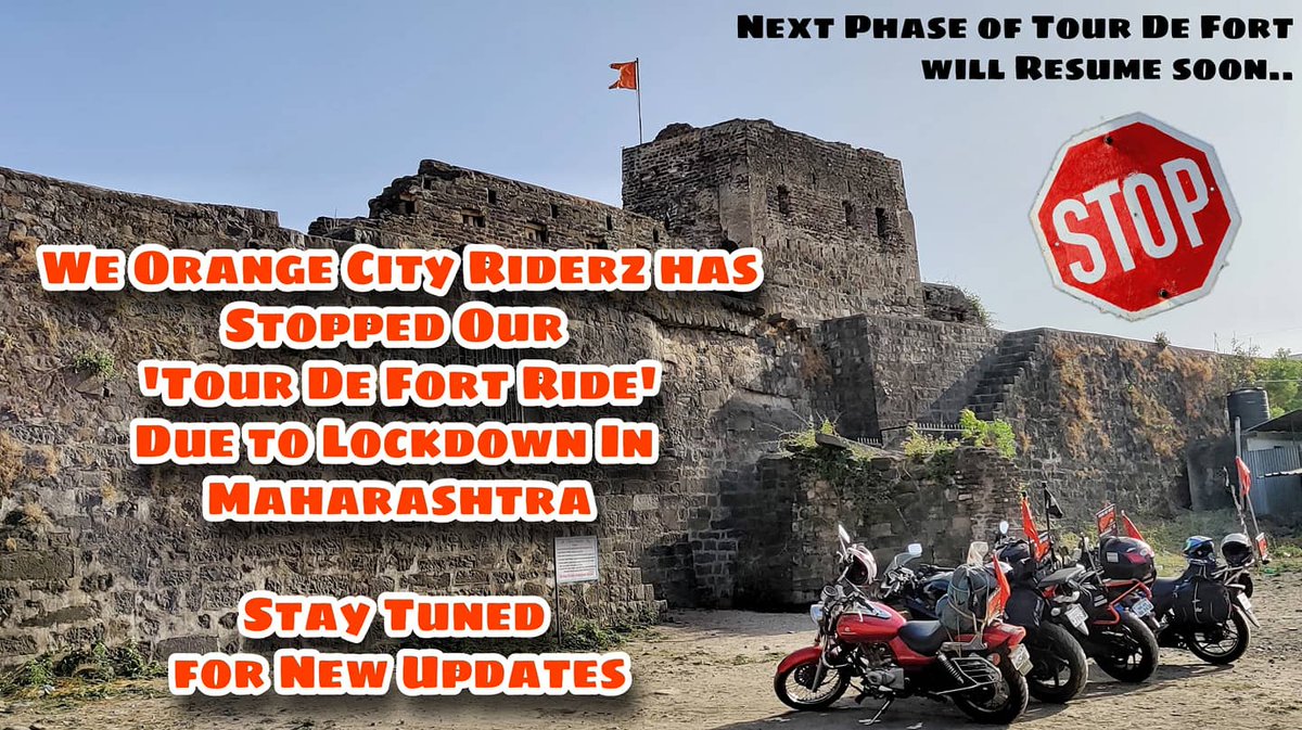 orangecityrider's tweet photo. We, Orange City Riderz @orange_city_riderz has stopped / Paused our'Tour de Fort' ride due to Lockdown in Maharashtra.
Phase 2 of Tour De Fort #tourdefort will resume soon.
Stay Tuned for more updates @orange_city_riderz https://t.co/PPd5dXPYCu