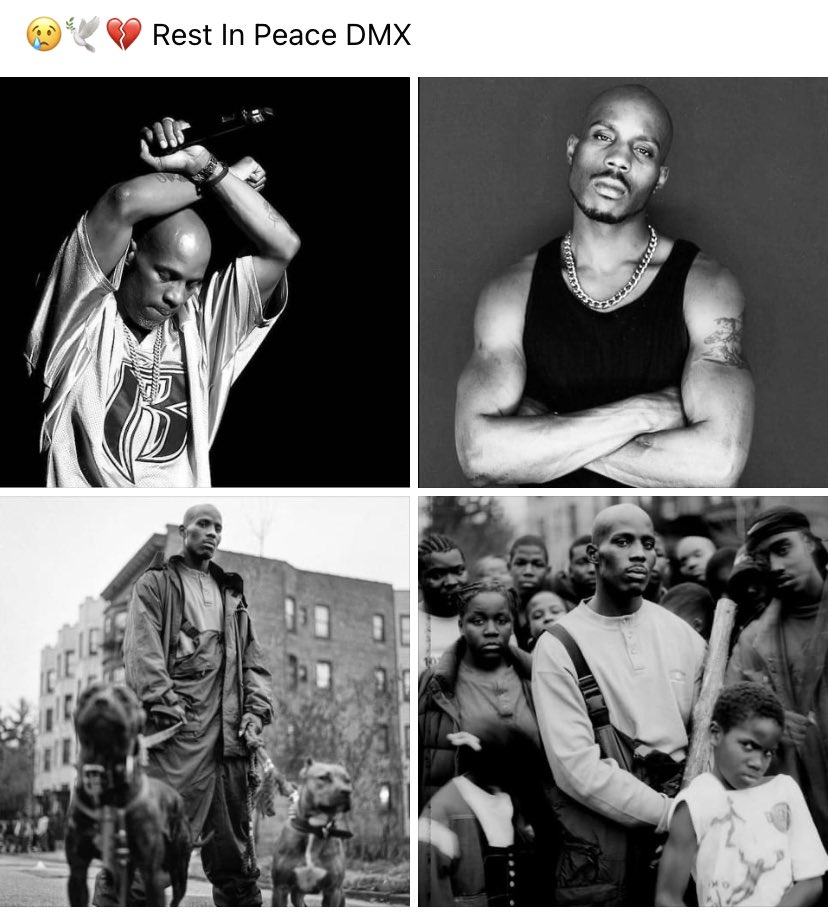 Prosperluv's tweet photo. Beyond sad about the passing of DMX, sending my deepest condolences &amp; prayers to the Simmons family 🙏🏽 #DMX https://t.co/v7foQH8vEg