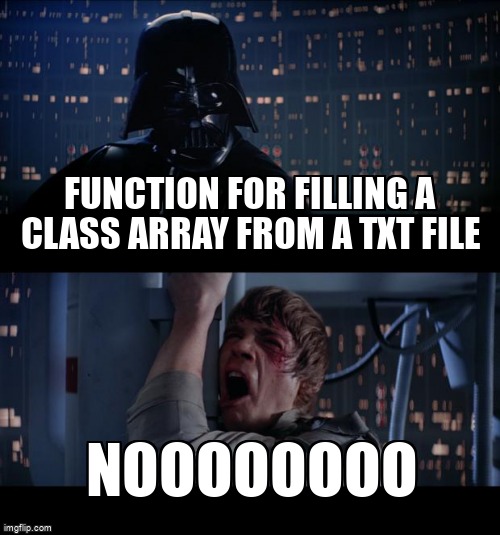 overflow_meme's tweet image. Function for filling a class array from a txt file stackoverflow.com/questions/6703… #cpp #string #fstream #class #arrays