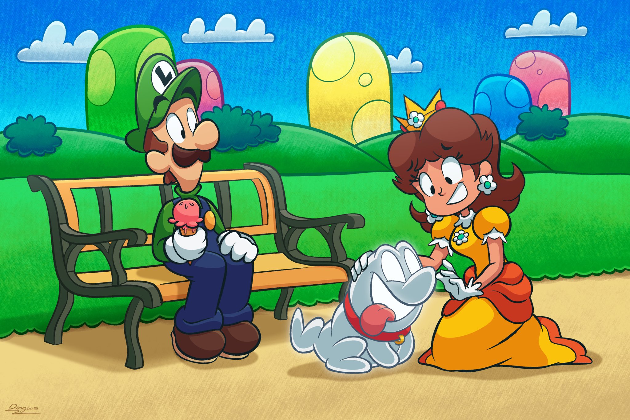 Luigi And Daisy Kissing