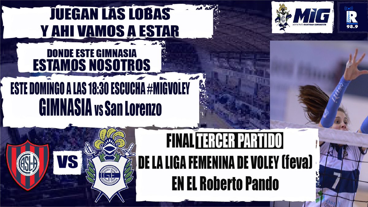 M_IG's tweet photo. EL DOMINGO A LAS 18.30 ESCUCHA #MIGVOLEY LA UNICA TRANSMISION GIMNASISTA QUE EXISTE CON LAS LOBAS CON LAS LOBAS ENFRENTANDO #SanLorenzo EN EL #3 DE LA #FINAL DE LA #LigaArgentina2021 EN EL #RobertoPando #Boedo @M_IG @Revolucion989 @Luis35852750 https://t.co/JcJl4pHxnt