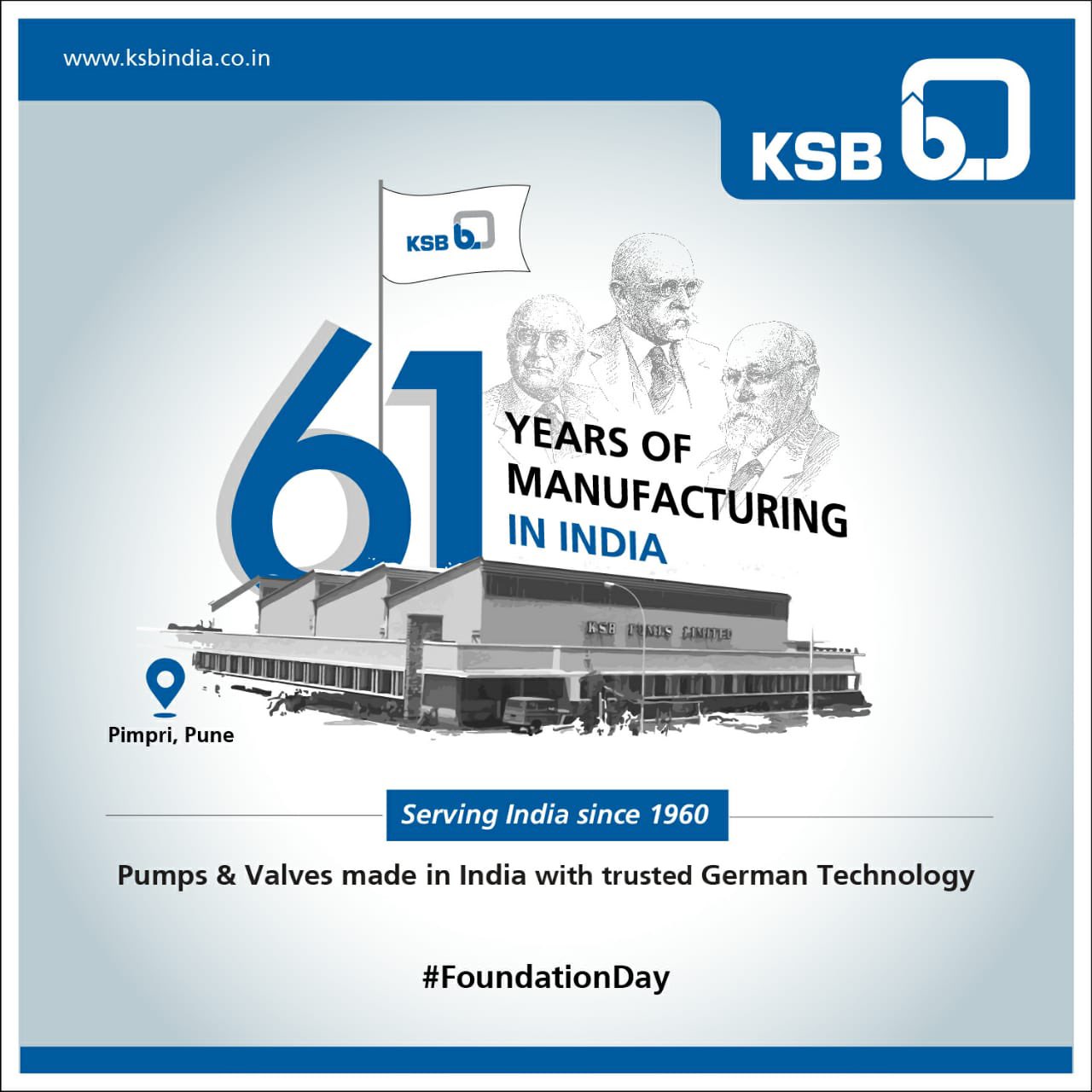 KSB on Twitter: "KSB Limited completes Glorious Years of Manufacturing in India. #FoundationDay #yearsofservice #foundationday2021 #GermanTechnology #ksblimited #ksb #valves #Foundation / Twitter