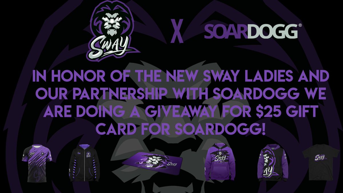 SwayGG's tweet photo. ๐จ GIVEAWAY ALERT ๐จ
To celebrate our partnership with @SoarDogg & our new @Sway_Ladies roster, we are doing a giveaway!
To enter:
- Follow: @SoarDogg, @itsxchels, @Taijahss, @kaexbl, @iilkenna & @tencies.
- Retweet this tweet.
Winner announced 4/18! https://t.co/5L7io5lN6e