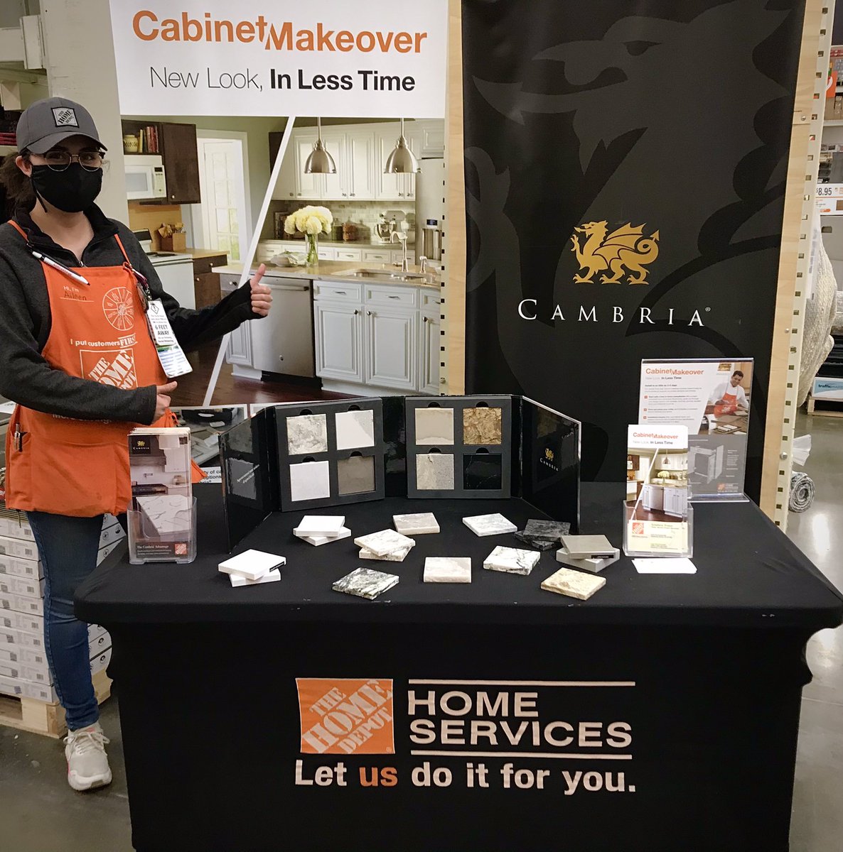 Our New Designer Aileen letting our customers know about the benefits of our cabinet makeover Installation service and the quality of our products. Let us do it for you!!!