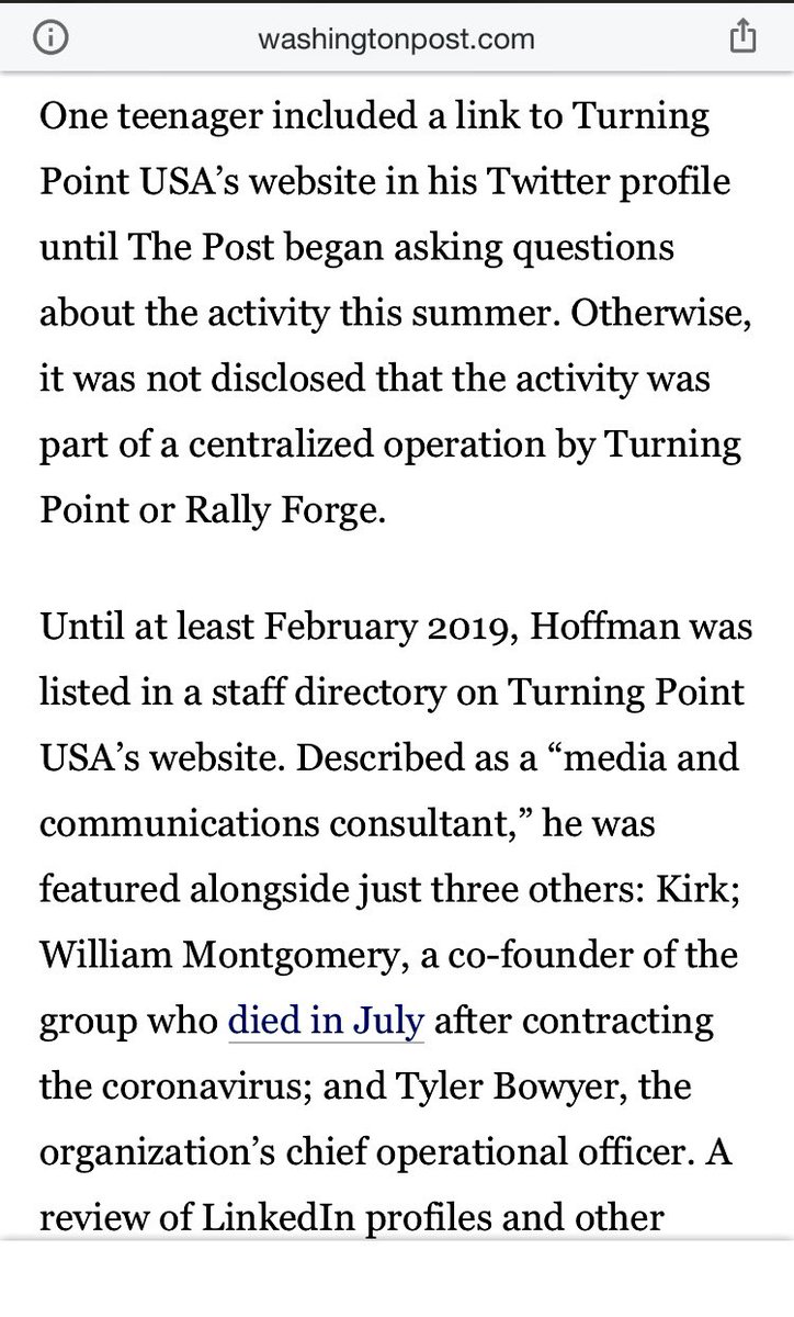 16/ According to WaPo, in 2020, RF was contracted for a “students for Trump digital activists” project & paid $221K by TP Action (not TP-USA) per FEC filings. Then what was the contract in 2018 from the 501c3 for? Did RF have a different contract in 2018 w/the 501c3? What for?