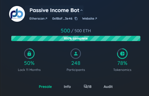 pi_bot1's tweet photo. 🎉🎉Hard Cap now reached! Thank you to our early PIB Adopters!🎉🎉 Passive Income here we goo!🚀

#PIB $PIB #PassiveIncomeBot https://t.co/F4arrHieMX