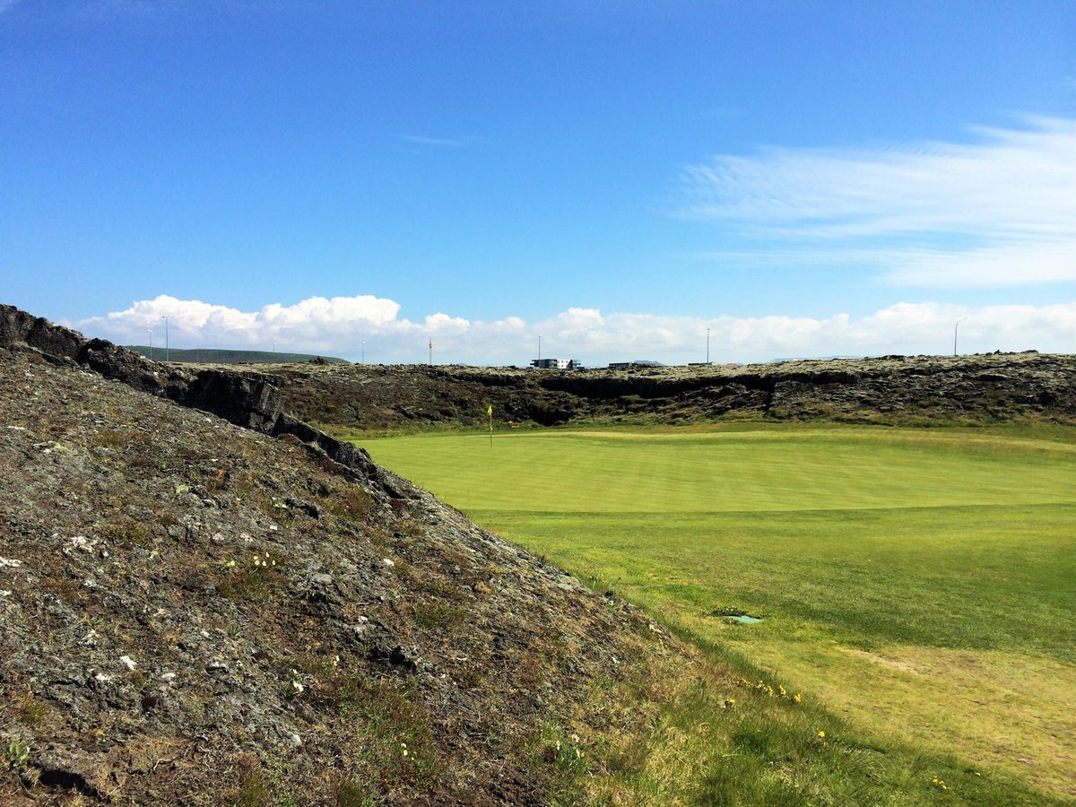 Have you ever had to play your ball over lava before? Keilir GC in #Iceland #golfiniceland #golficeland #icelandgolf #golf #Masters #MastersWeek #MastersSunday